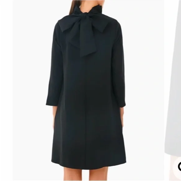 Tuckernuck Daphne Black Dress Bow Back Ruffle Neck XS